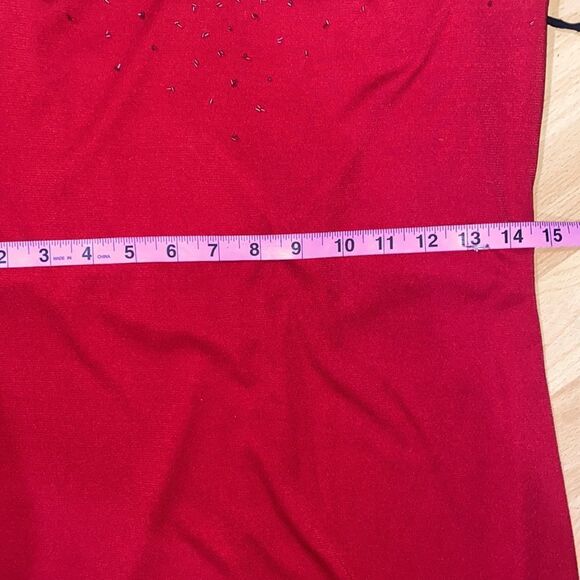 Fanny USA Long Beaded Cut Out Back Red Evening Dress Women size XL - Picture 13 of 16